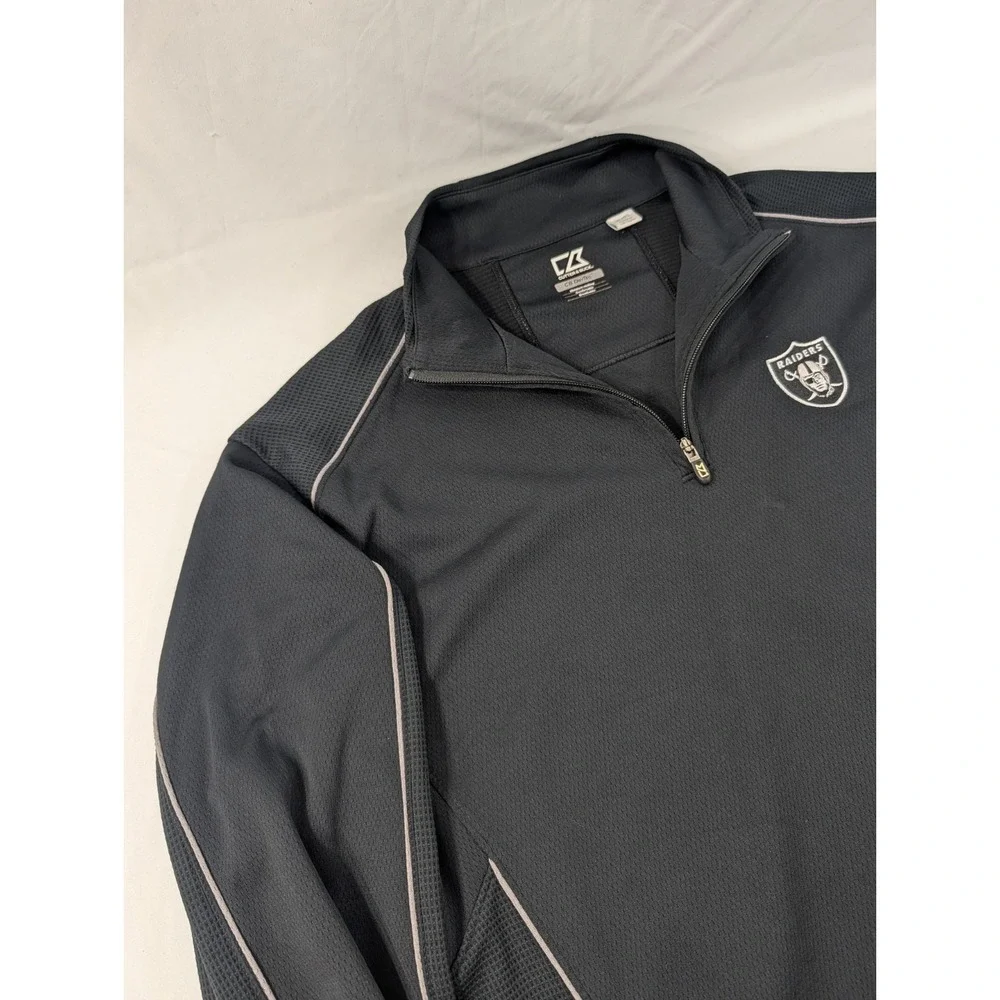 Cutter & Buck Mens XL Las‎ Vegas Raiders Black Performance Drytec Quarter Zip